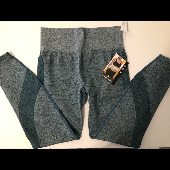 AVIA Womens High Rise Leggings Size Medium 8-10 Green Tight Knit New - Picture 5 of 5